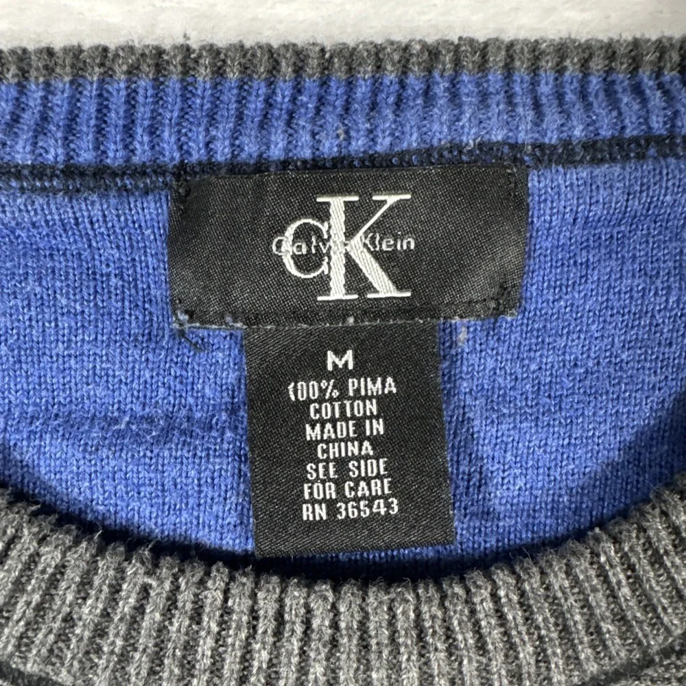Calvin Klein Men's M Grey 100% Pima Cotton Crewneck‎ Long Sleeve Sweater